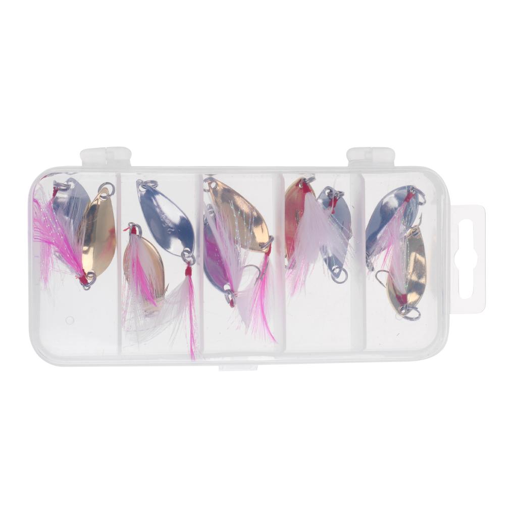 Spoon Hard Fishing Baits Metal Spinner Bionic Baits with Single Hook Feather