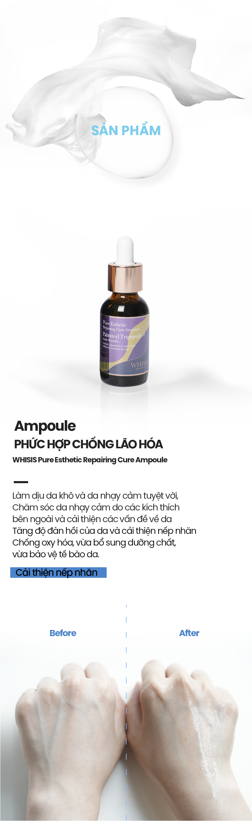 Tinh Chất Chống Lão Hóa WHISIS Pure Esthetic Repairing Cure Ampoule Trẻ Hóa, Cải Thiện Nếp Nhăn 30ml