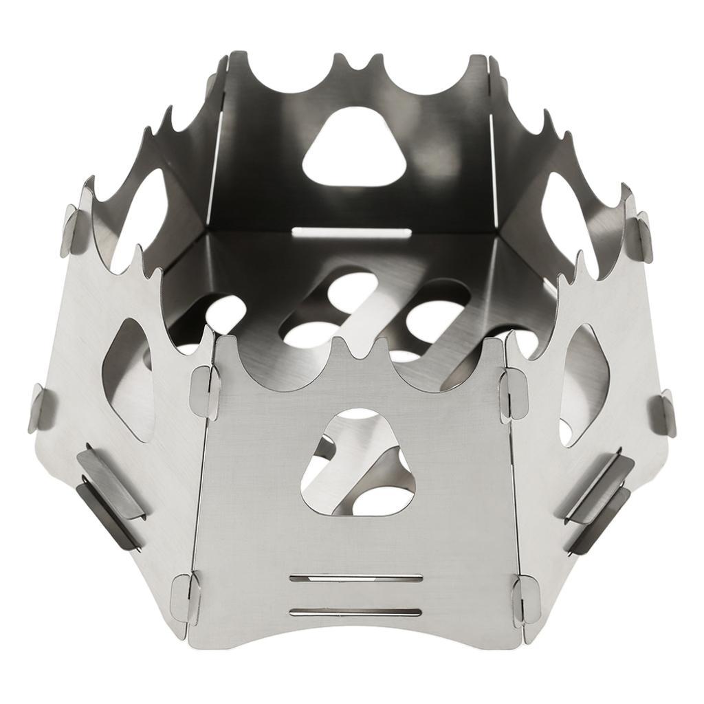 Outdoor Backpacking Hiking Traveling Picnic BBQ Stove, Portable Stainless Steel Wood Burning Stove with Carry Bag