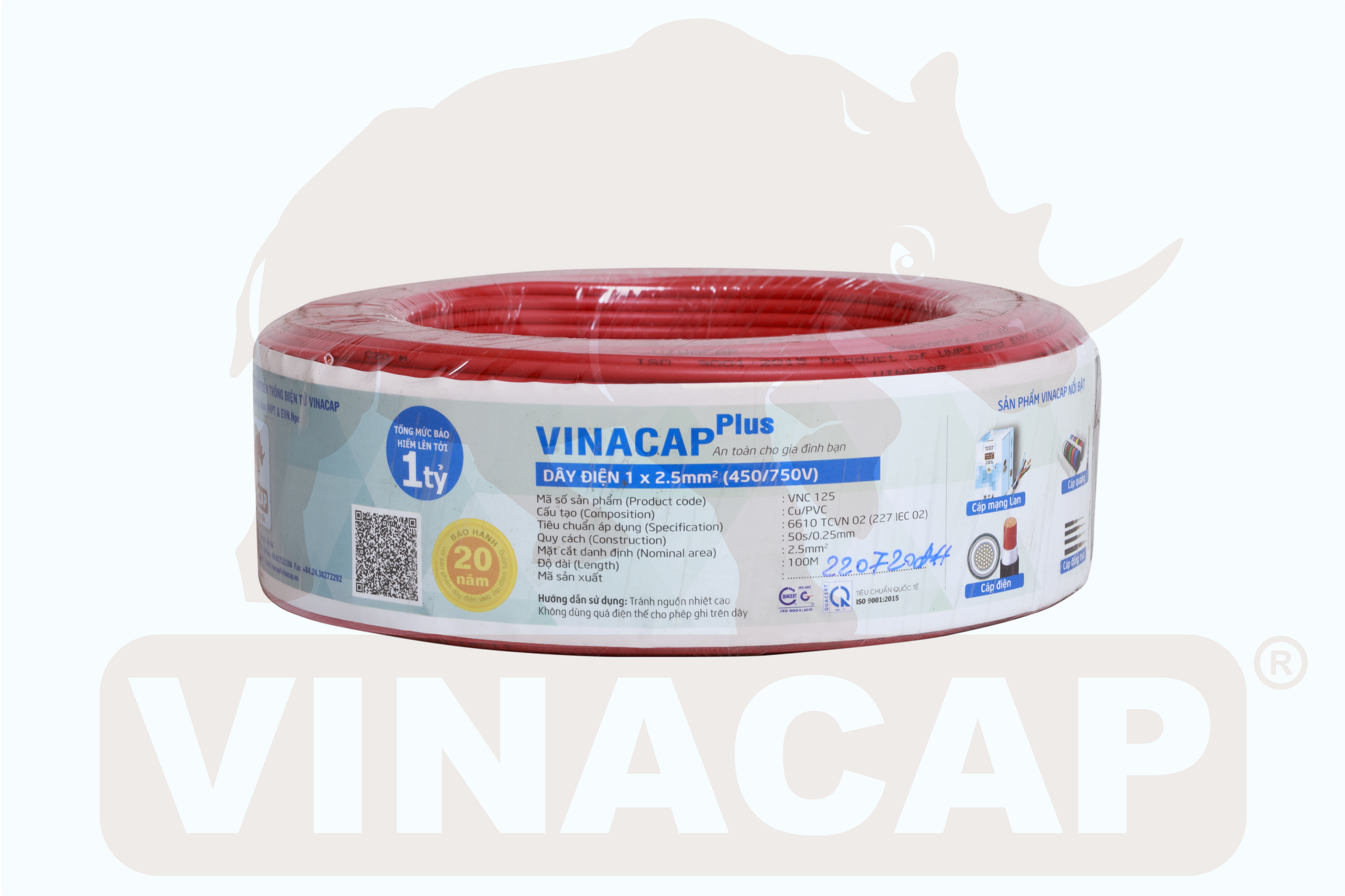 Dây đơn 1x4.0 Vinacap (5 mét)