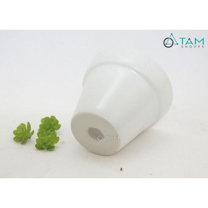 Chậu gốm mini trồng cây để bàn số 61 màu trắng