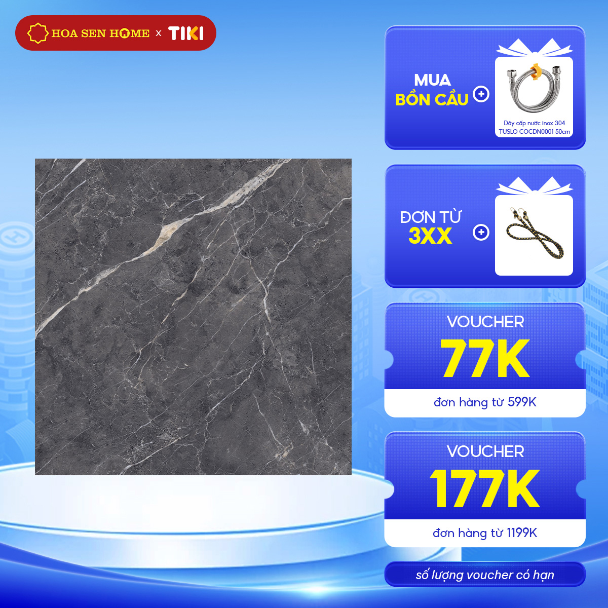 Gạch men lát nền LUSTRA INDAL1001000017 loại gạch granite vân đá tự nhiên độ dày 9.4mm, gạch 1 face, kích thước 1000mmx1000mm, thùng 2 viên - Hàng chính hãng