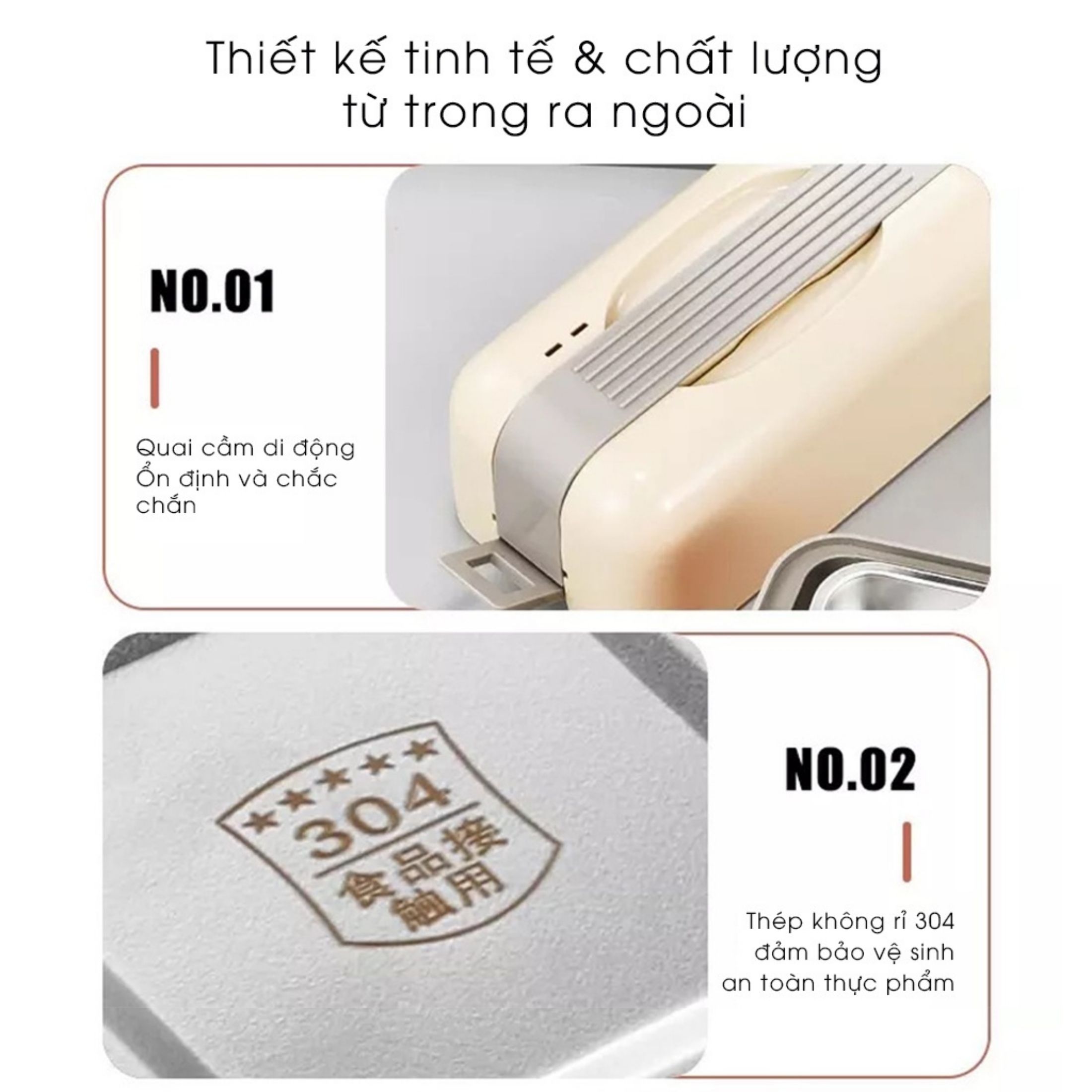 Hộp cơm cắm điện cao cấp - Hộp đựng cơm văn phòng có quai cầm tiện lợi, hộp cơm giữ nhiệt 2 tầng tự ngắt khi quá nhiệt, hộp cơm văn phòng cắm điện nấu và hâm nóng thức ăn