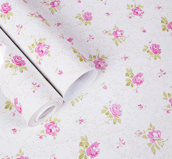 Combo 10 mét giấy dán tường, decal dán tường trang trí nhà cửa ĐÓA HỒNG NHỎ NỀN TRẮNG khổ 45cm