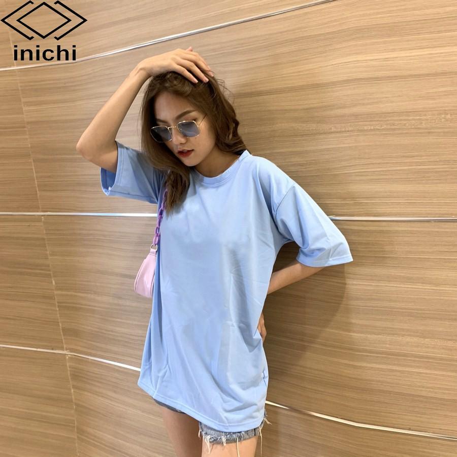Áo thun trơn tay lỡ Unisex INICHI form rộng cá tính vải cotton co giãn 4 chiều - A617