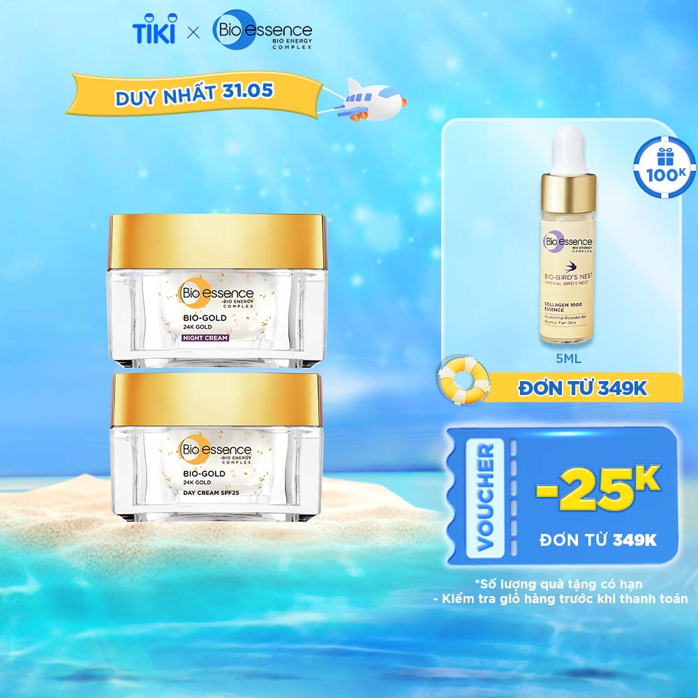 Combo ngăn lão hóa Bio-essence Bio-Gold Kem dưỡng ngày + đêm (40gr x2)