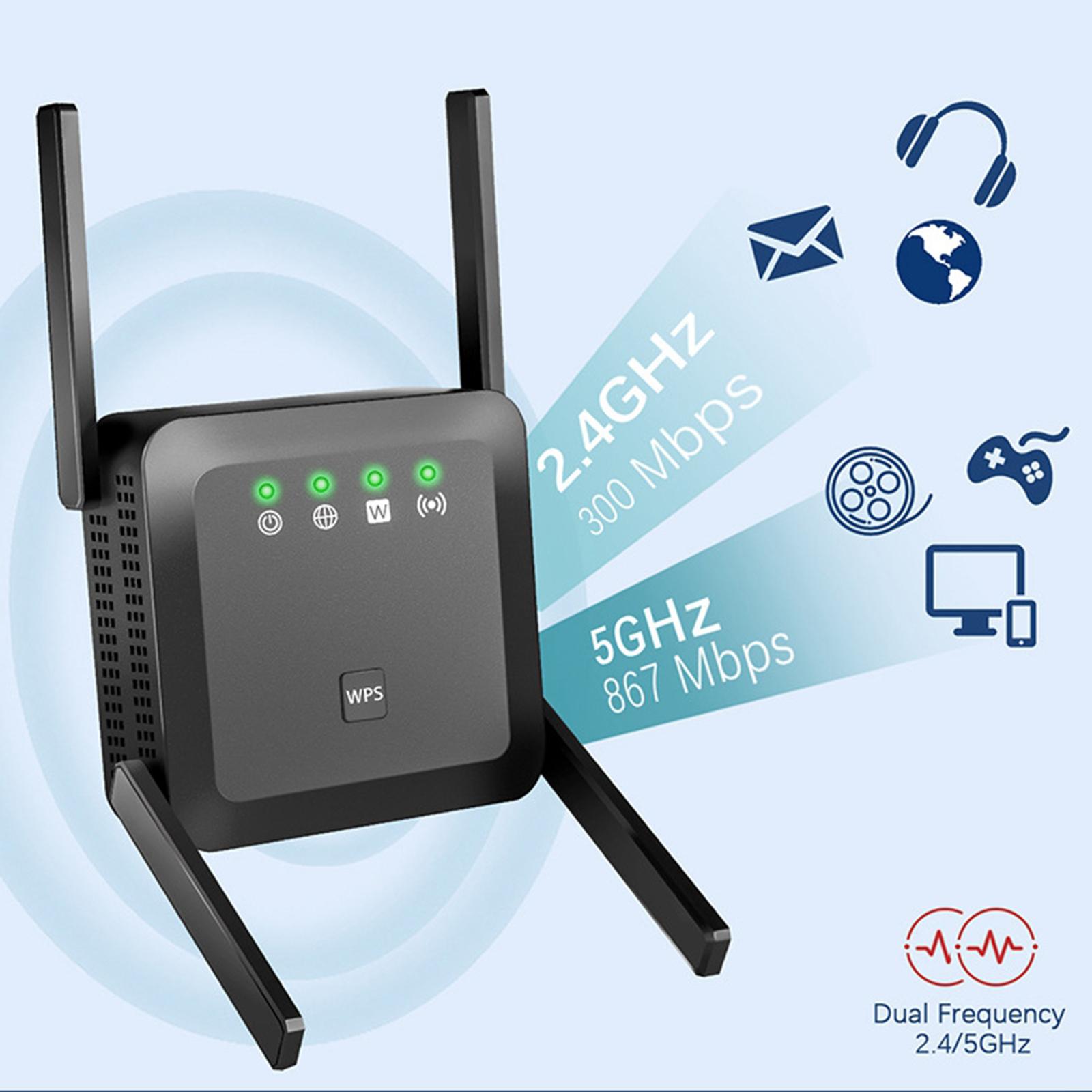 1200Mbps Dual-Band Wifi Range Extender Repeater Amplifer UK
