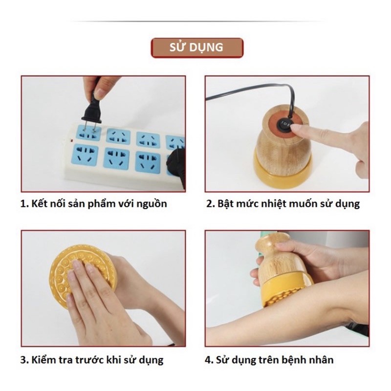 Cốc sứ nhiệt trị liệu massage, cốc nhiệt cạo gió dưỡng sinh đả thông kinh lạc