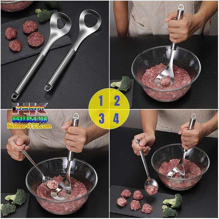 Muỗng Thìa Inox Tạo Làm Thịt Viên Cá Viên Chia Thịt Viên Nhanh Tiện Dụng - Hàng Chất Lượng