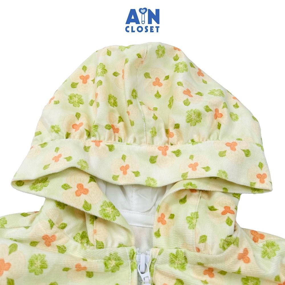 Áo Khoác có nón bé gái hoạ tiết Hoa Xanh Cotton Nhung - AICDBGJQL4MJ - AIN Closet