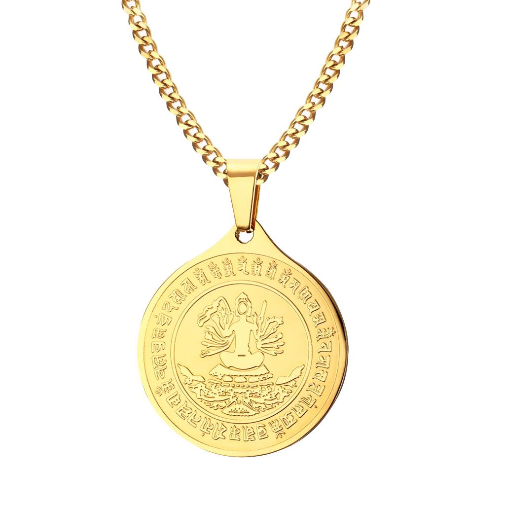 Gold Figure of Buddha Pendant Chain Necklace Fashion Jewelry Gift for Men Women