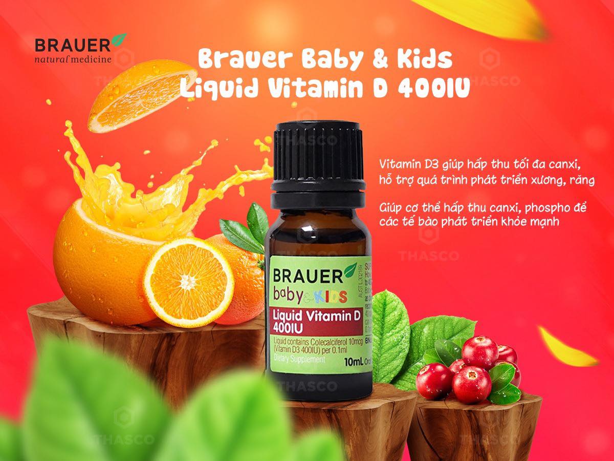 Vitamin D Brauer Úc dành cho trẻ sơ sinh trở lên (10ml)