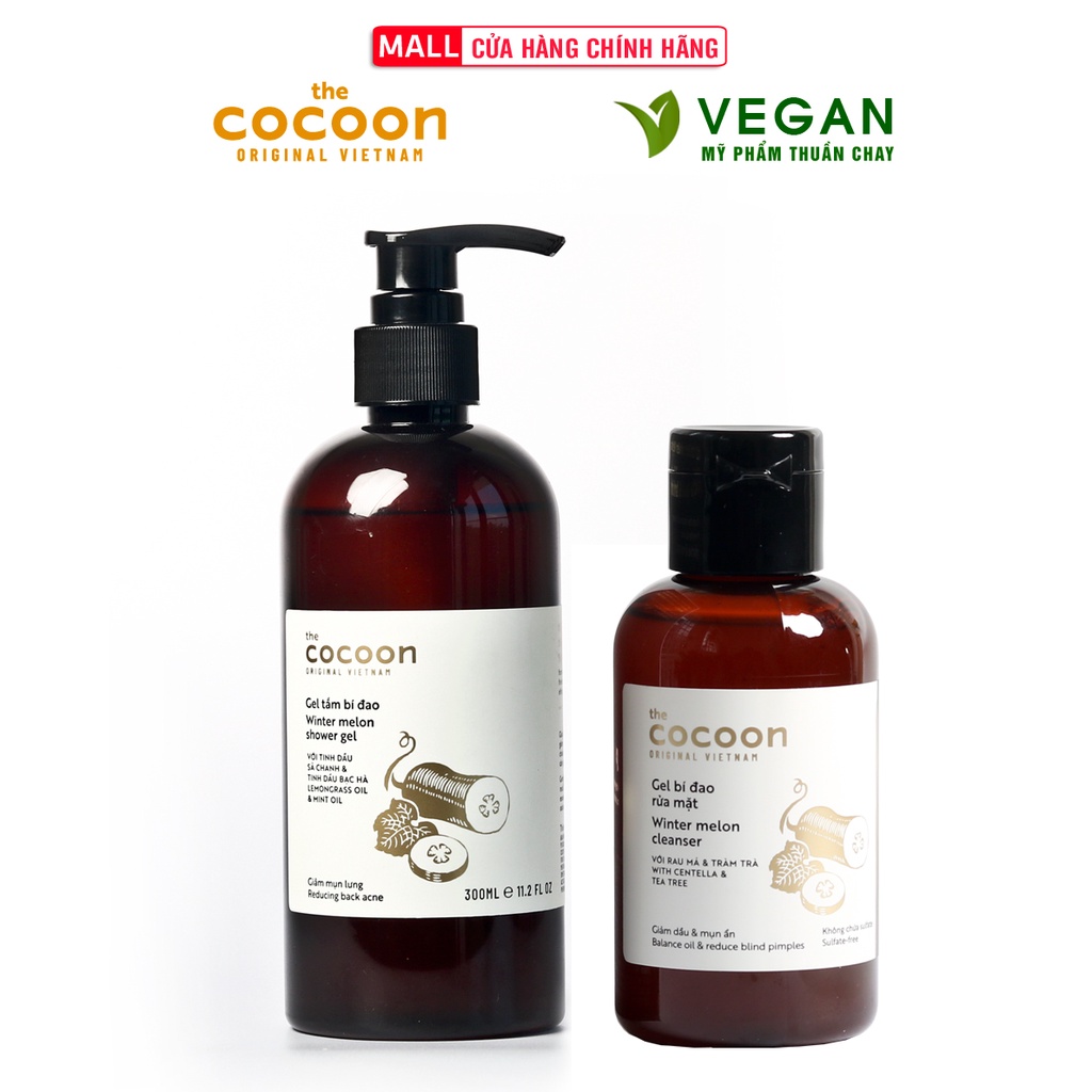 Combo Gel tắm bí đao cocoon 310ml + Gel bí đao rửa mặt cocoon 140ml