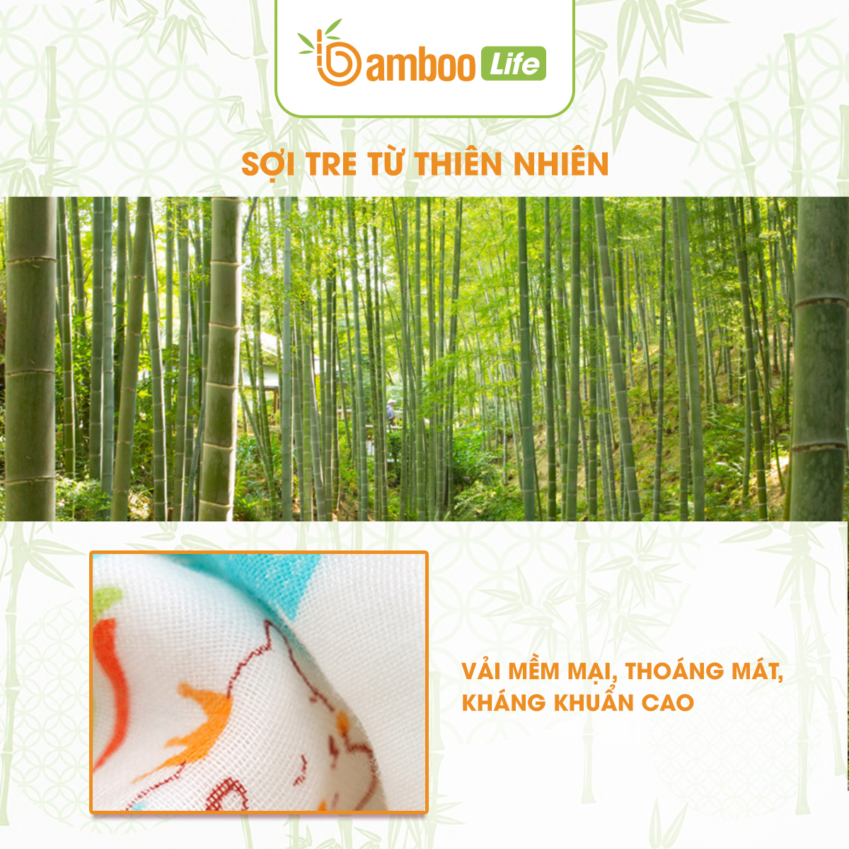 Quấn chũn cho em bé Bamboo Life BL054 từ sợi tre thiên nhiên hàng chính hãng Chũn quấn cho bé sơ sinh