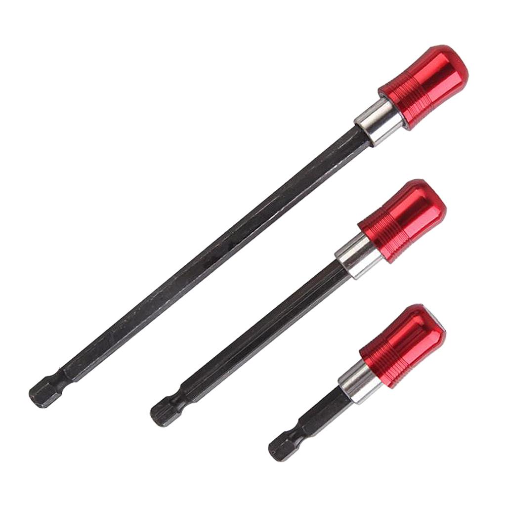 1/4" Hex Shank Quick Release Magnetic Holder Extension 3pcs Red