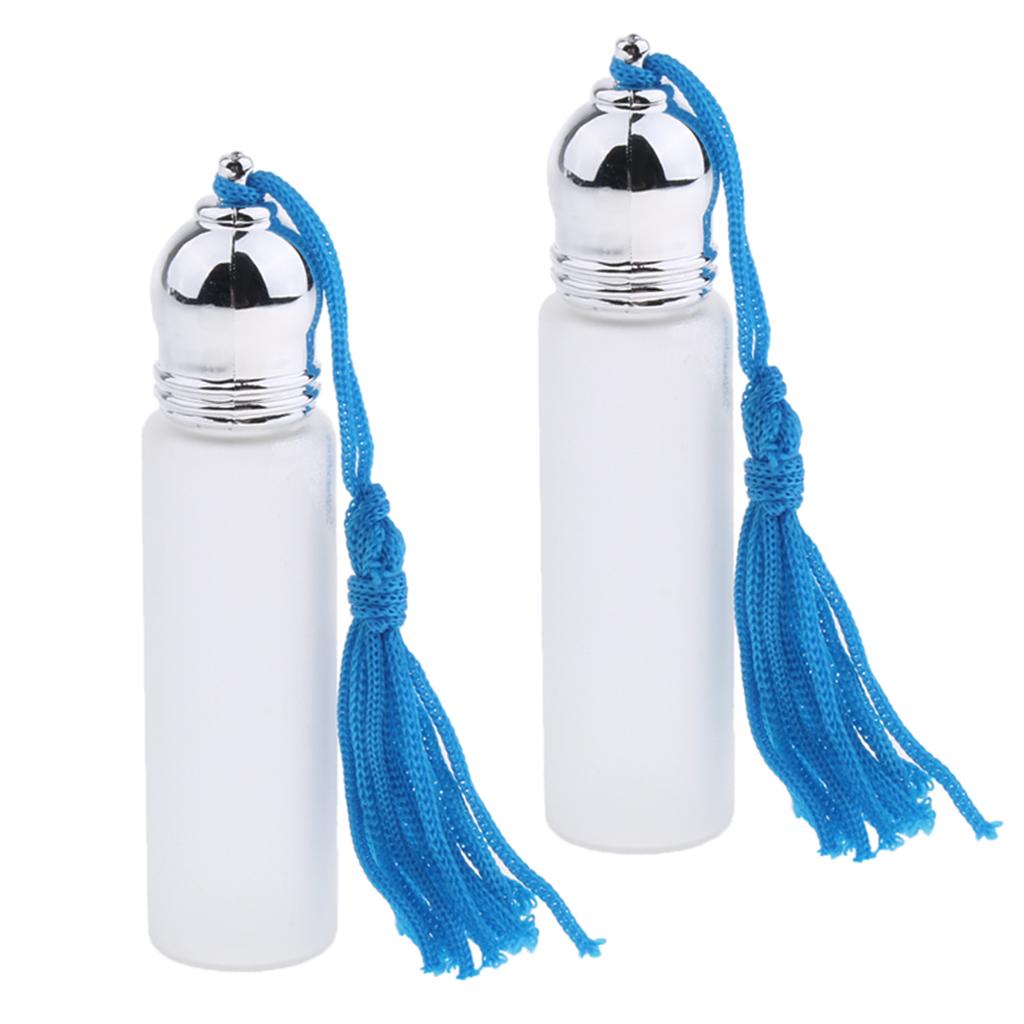 2pcs Empty Roller Ball Bottles Cases Refillable Perfume Bottles Frosted Case