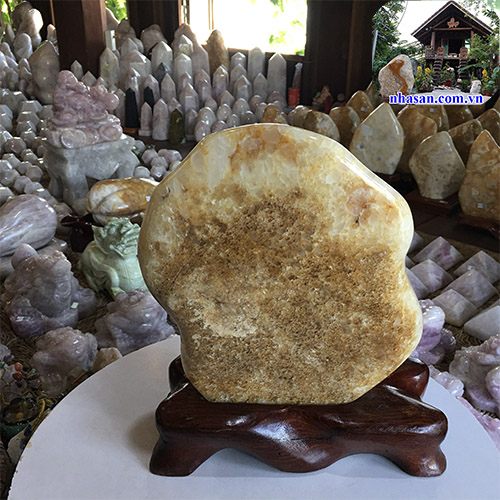 Trụ Đá Thạch Anh Bông Vàng Tài Lộc Phong Thủy TAV128 nặng 9Kg kích thước 32x24cm – Vật phẩm phong thủy may mắn