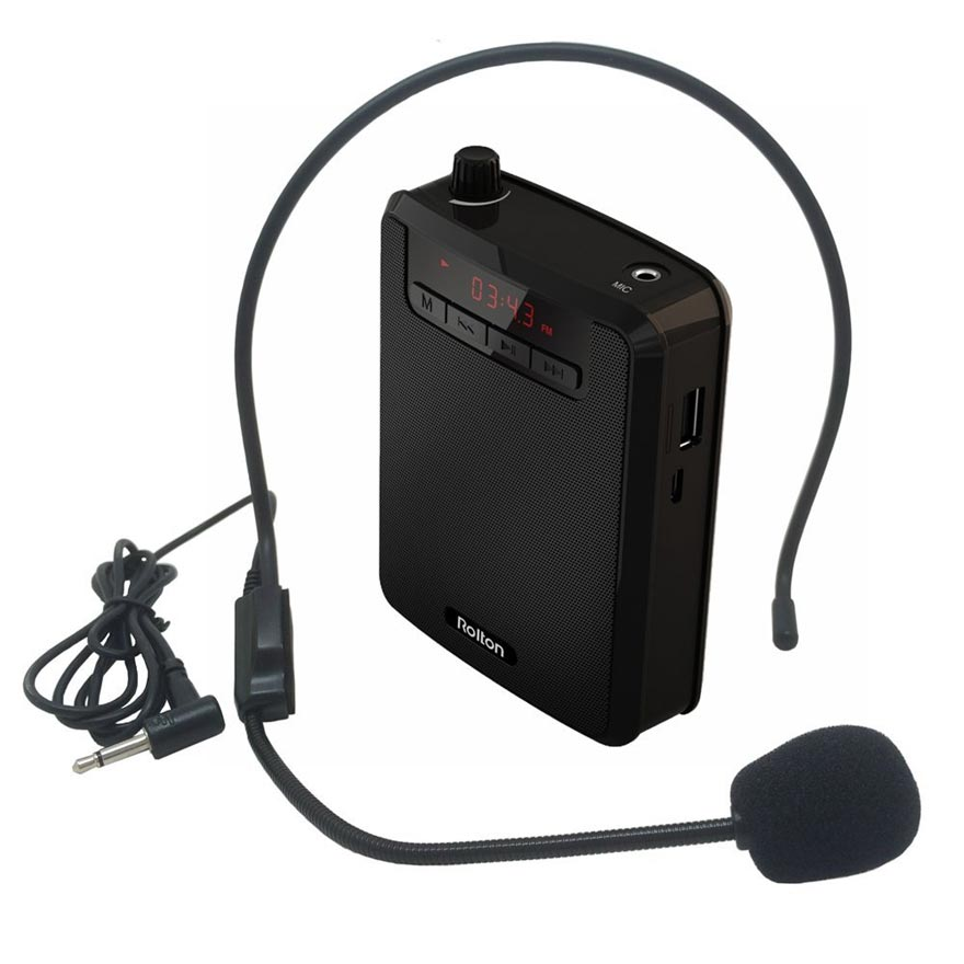 Loa trợ giảng ROLTON K300 – Công suất 5-10W, Tần số 50Hz – 17KHz, Kết nối đa dạng USB Thẻ nhớ gắn ngoài AUX, Pin Lithium 1200mAh 8-10 tiếng sử dụng, Âm thanh chuyên nghiệp, Thiết kế nhỏ gọn, Micro đeo tai, Giảng dạy, Hướng dẫn viên - Hàng nhập khẩu