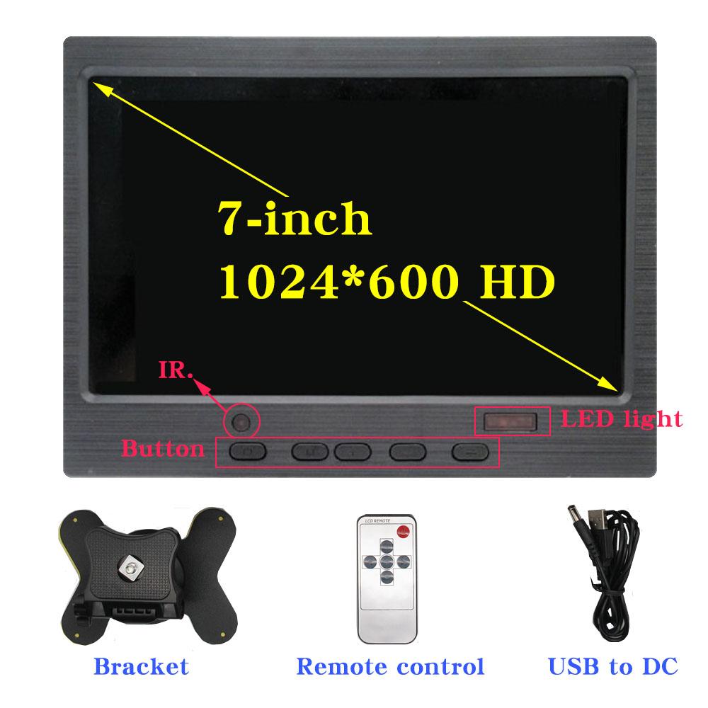 7Inch IPS Màn Hình Di Động HD 1024X600 Màn Hình AV Camera Quan Sát Màn Hình Cho Raspberry Pi VGA Tương Thích HDMI D-SUB Camera Lùi