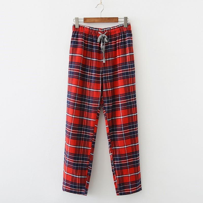 Quần nữ mặc nhà vải cotton kẻ sọc ngang phong cách
