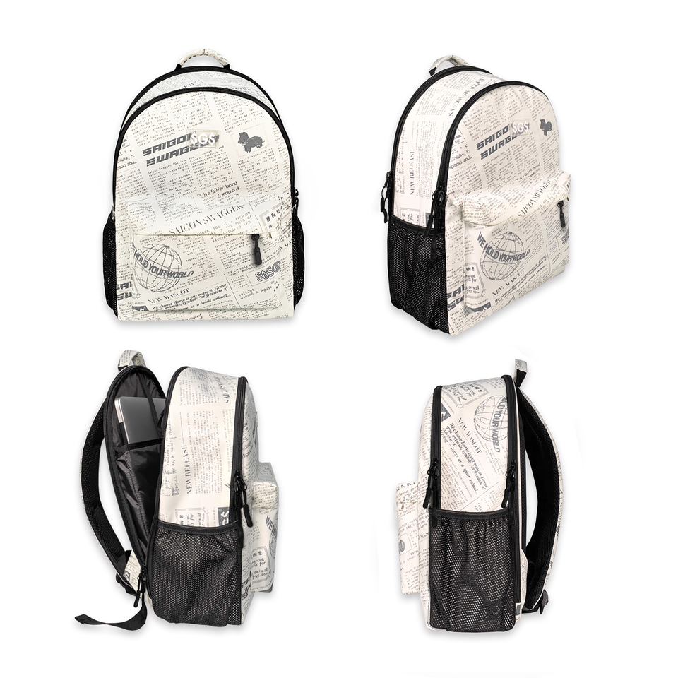 Balo Họa Tiết Báo SAIGON SWAGGER SGS Journal Backpack-Ngăn Chống Sốc Laptop 15'