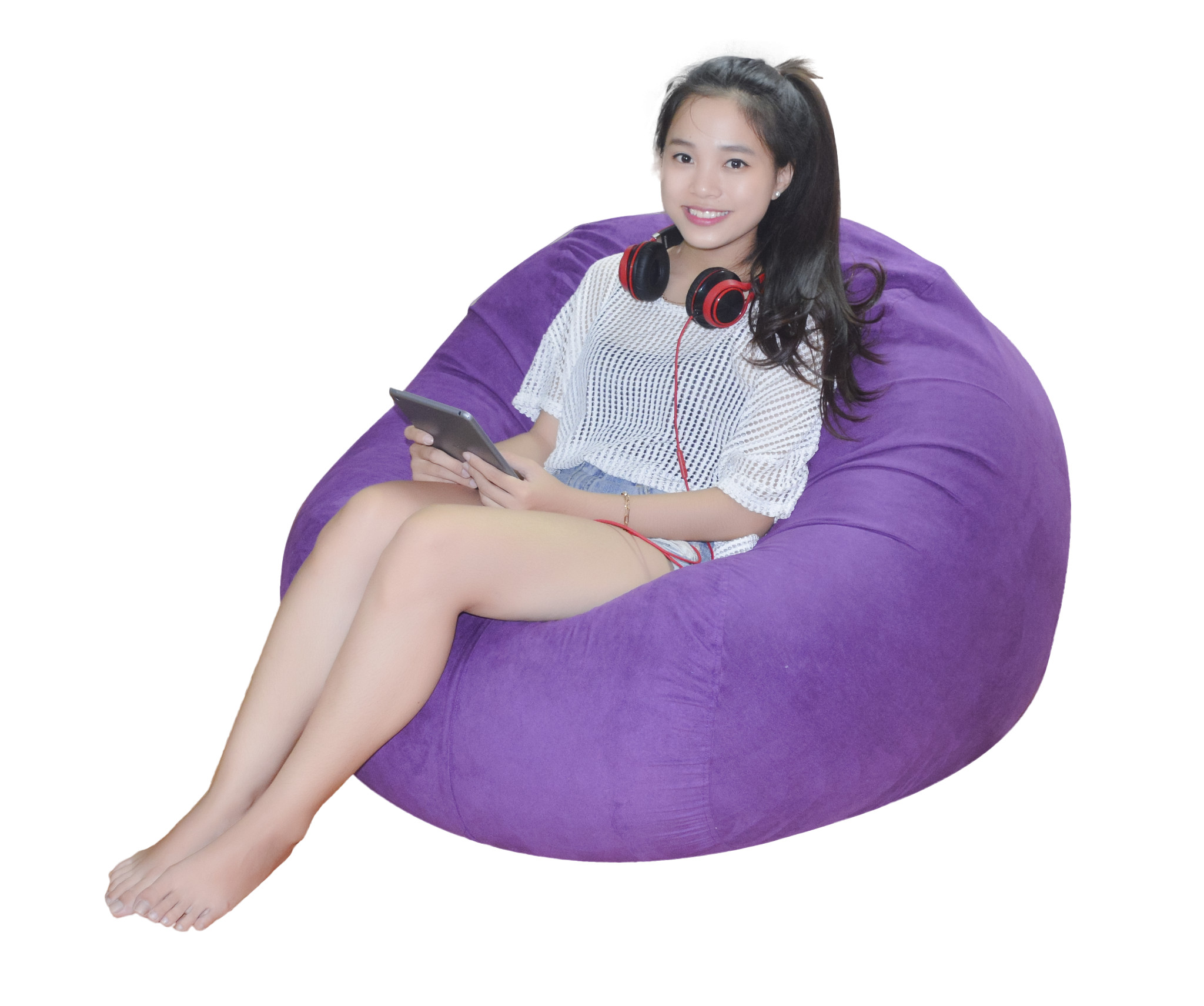 GHẾ LƯỜI HẠT XỐP HÌNH TRỨNG COMFY SACK ĐƯỜNG KÍNH O,8M CHẤT LIỆU MICROSUEDE  NHIỀU MÀU - THE BEANBAG HOUSE