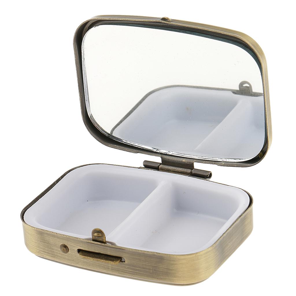 Travel Portable Vitamin Organizer Medicine Tablet Box Storage Case w/ Mirror