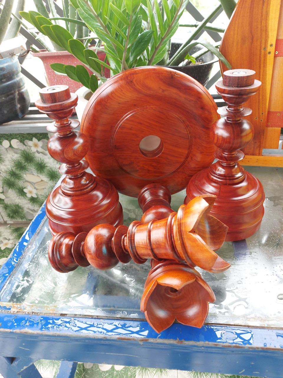 Cặp chân đèn gỗ hương cao 60cm
