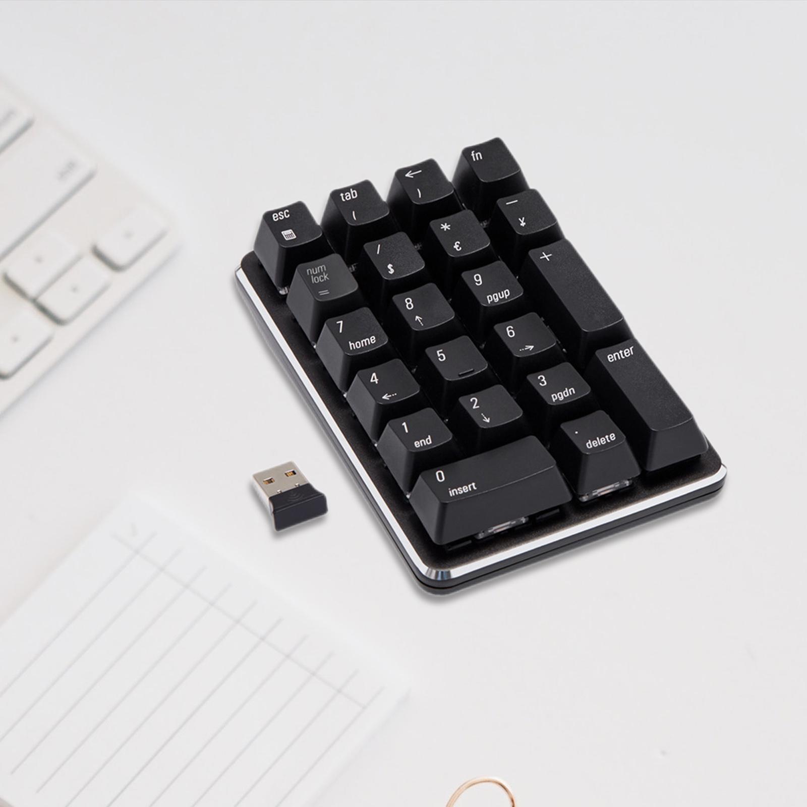 2.4G Wireless Mechanical Numeric Keypad 21 Keys Mini Keyboard Black