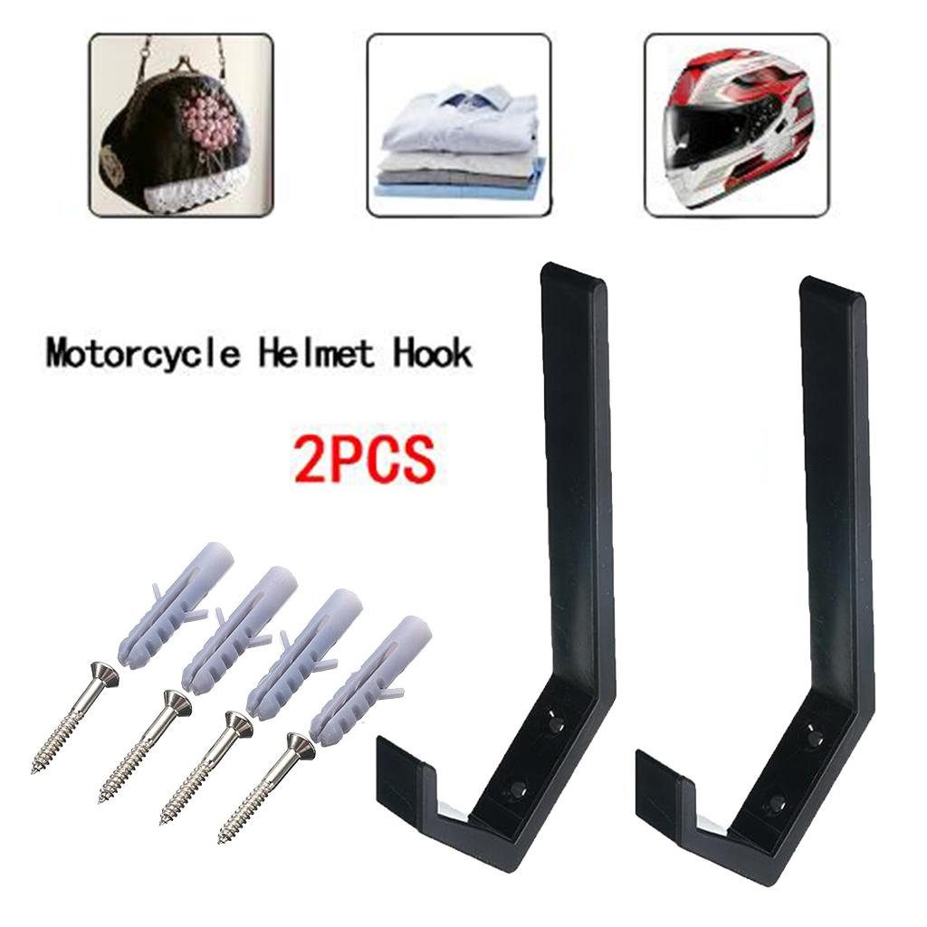 1Pairs Helmet Holder Hook Wall Mount Coat Hook Jacket Storage Rack Black