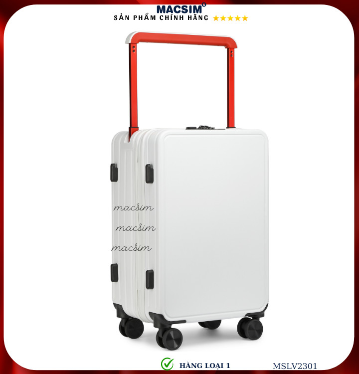 Vali cao cấp Macsim SMLV2301 cỡ 20 inch màu trắng- Hàng loại 1