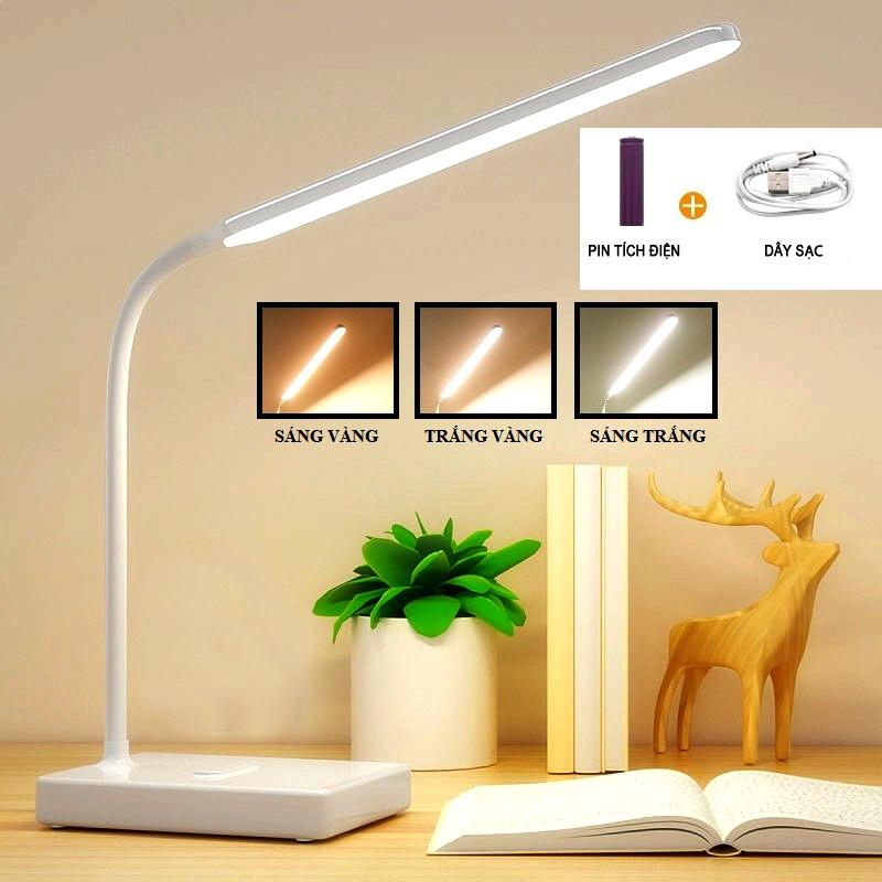 Đèn bàn Tích Điện 3 màu ánh sáng - Đèn Led, đèn đọc sách, đèn học, làm việc