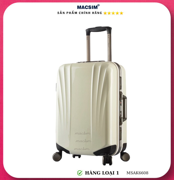 Vali cao cấp Macsim Aksen hàng loại 1 MSAK6608 cỡ 20inch ( màu trắng)