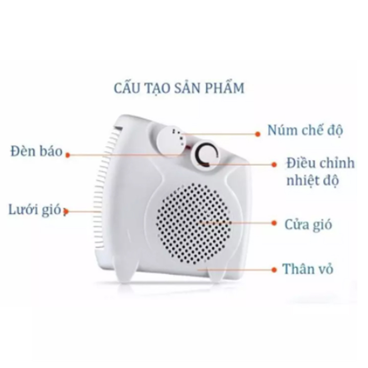 Quạt Sưởi Đa Năng Mùa Đông - Máy Sưởi Ấm Mini Mẫu Mới, Quạt Sưởi Ấm 2 Chiều An Toàn Tiết Kiệm Điện