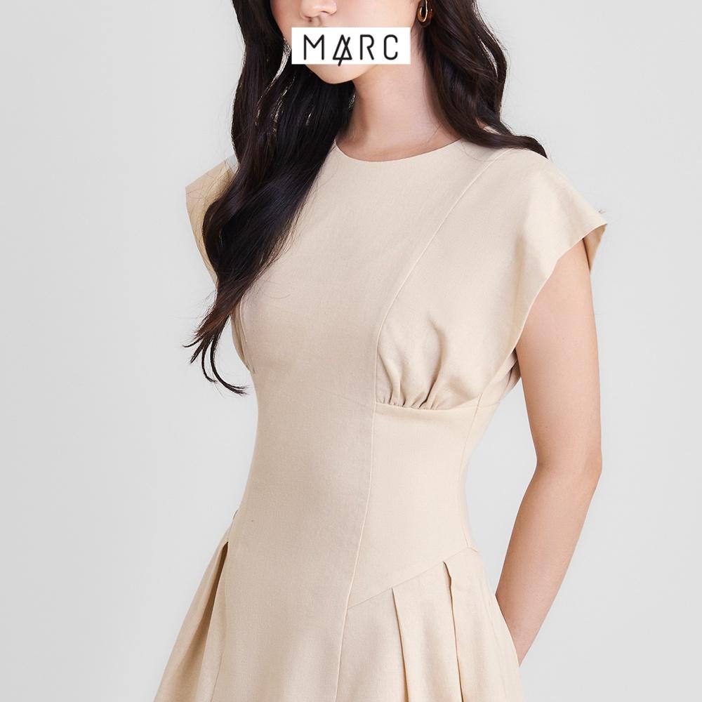 Đầm nữ MARC FASHION mini linen ôm eo nhún ngực tùng xếp ly