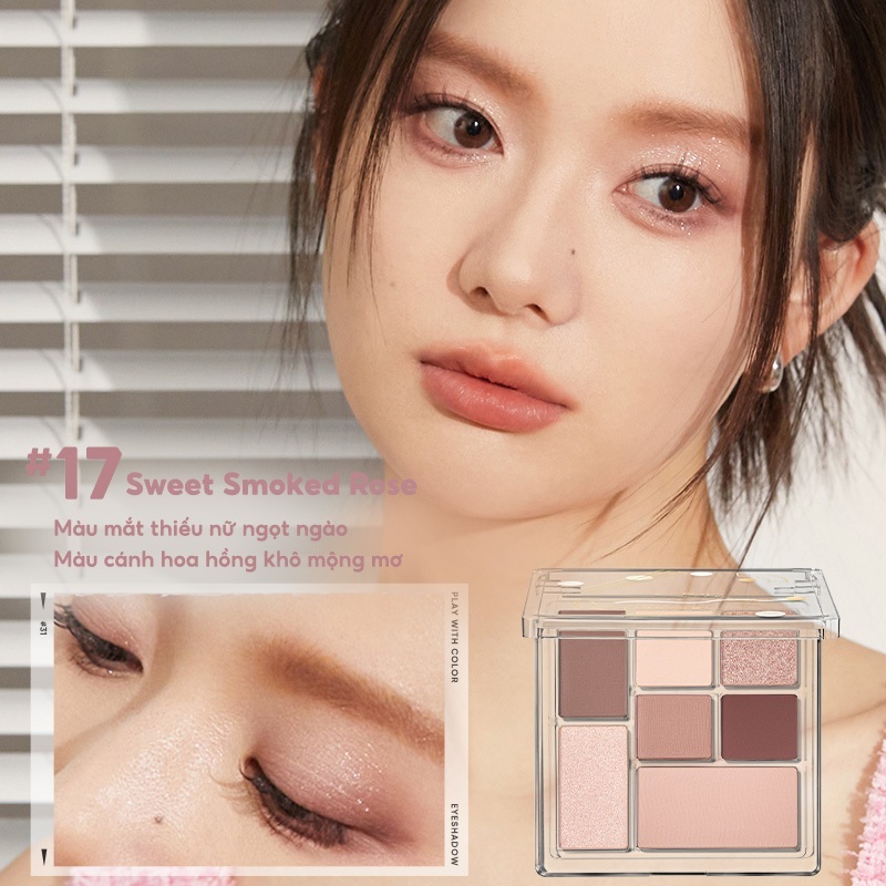 JUDYDOLL Bảng phấn mắt 7 màu Play Color ALL-IN-ONE Palette Tiện lợi Đa năng 8.5g