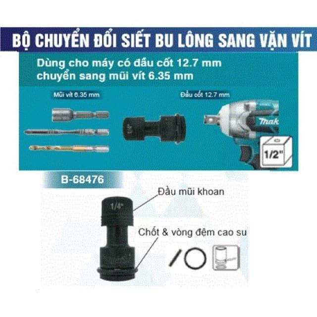 Đầu Chuyển Bulong 1/2&quot; Sang Vặn Vít 6.35mm  MAKITA B-68476 - Chính Hãng