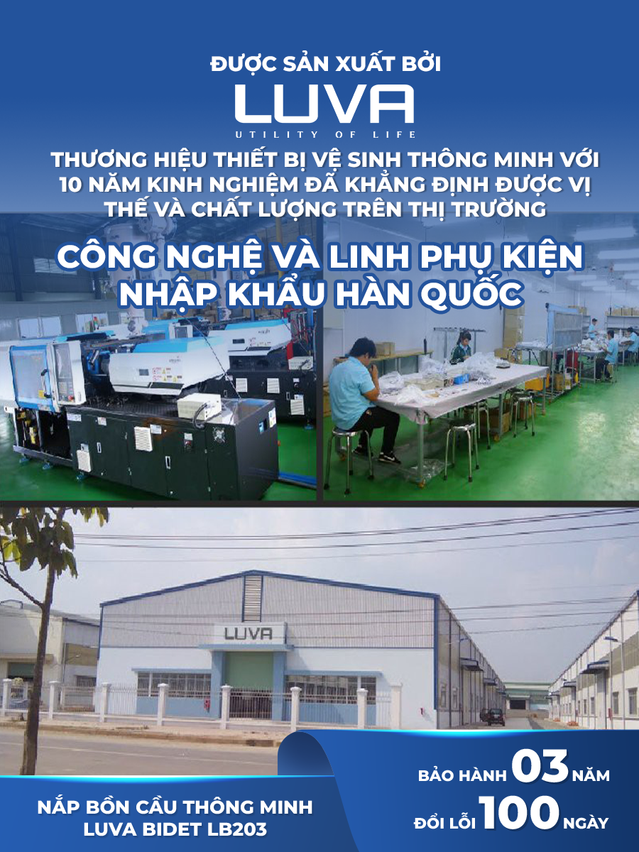 Nắp bồn cầu thông minh LUVA BIDET - LB203 tự rửa vòi phun, không dùng điện, xuất Hàn Quốc, BH 3 năm, đổi lỗi 100 ngày. Tặng lọc nước đa năng LUVA GK1