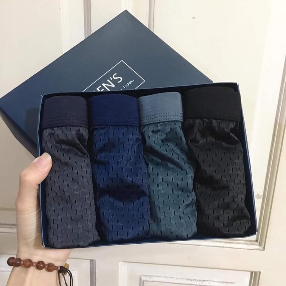 Sét 4 Quần Sịp Nam Tam Giác Thông Hơi Cạp Nhỏ Chữ Nhật Chất Siêu Mát hàng Cao Cấp