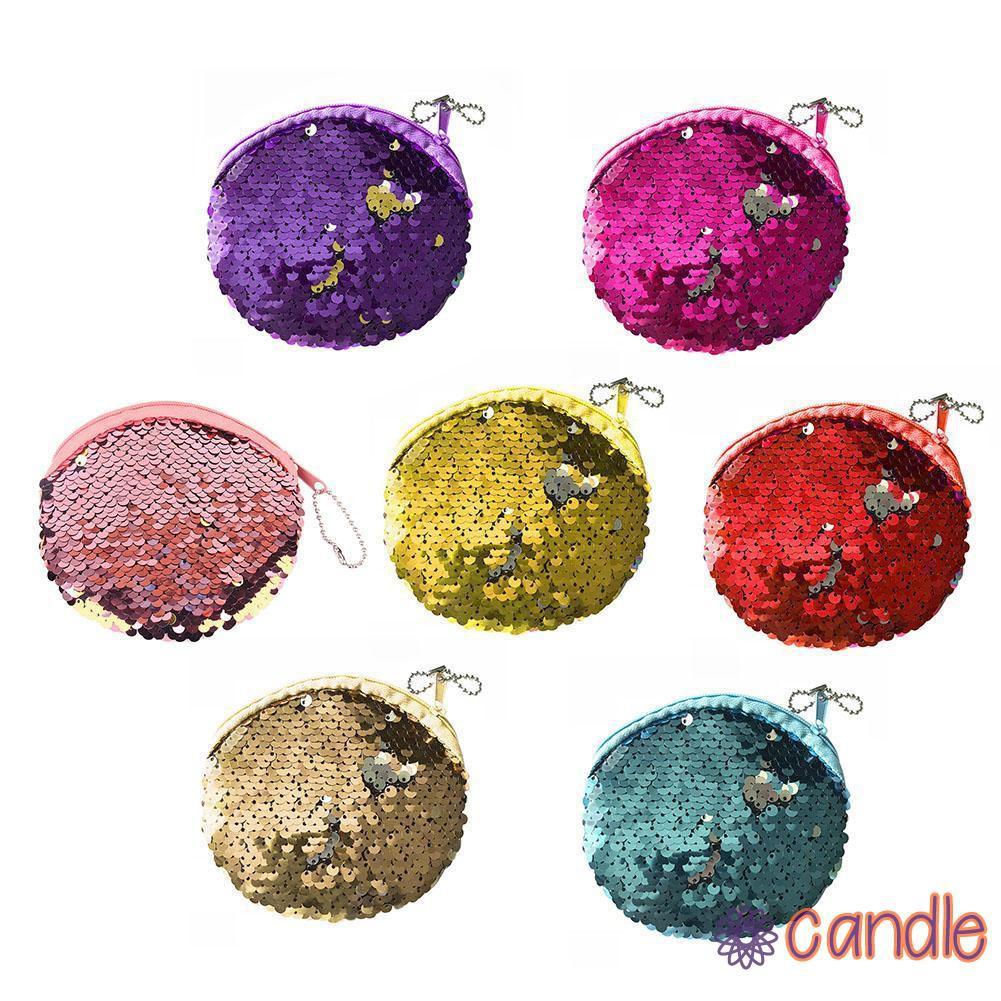 Ví Tròn Đựng Tiền Xu Đính Sequin Lấp Lánh Cho Nữ