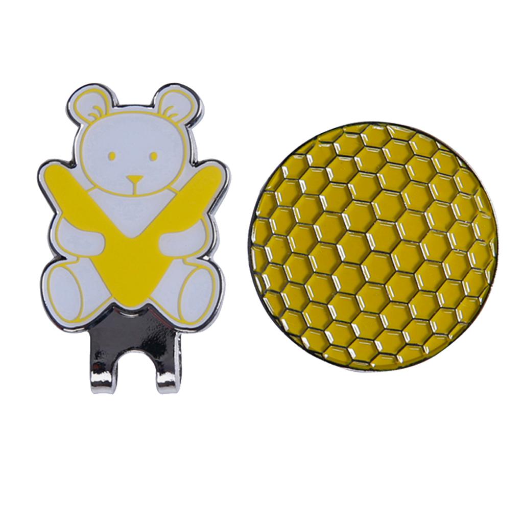 Golf Hat Clip with Detachable Magnetic Golf Ball Marker Bear Pattern Black