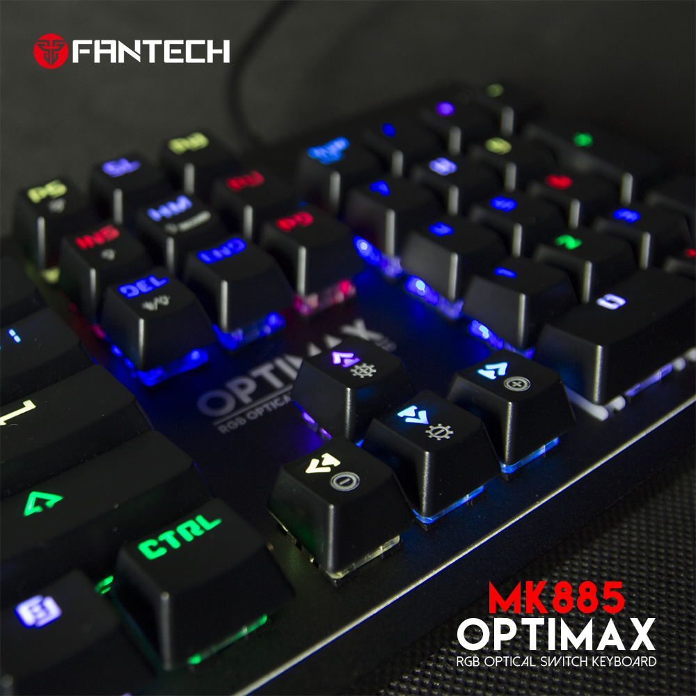 Bàn phím cơ Gaming Fantech MK885 OPTIMAX Full-sized RGB Optical Blue Switch Full Anti-Ghosting - Hàng chính hãng