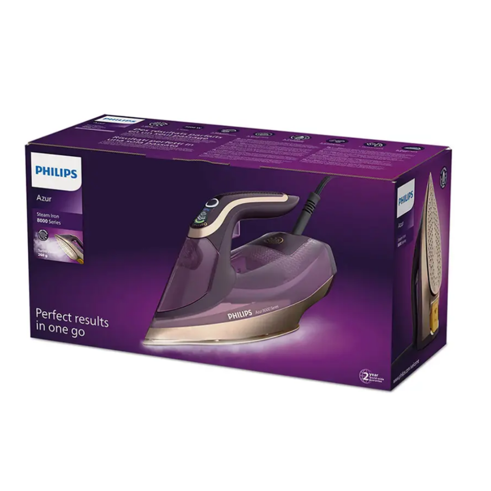 Bàn là hơi nước Philips Azur 8000 DST8021/30 3000W màu tím violett Hàng chính hãng