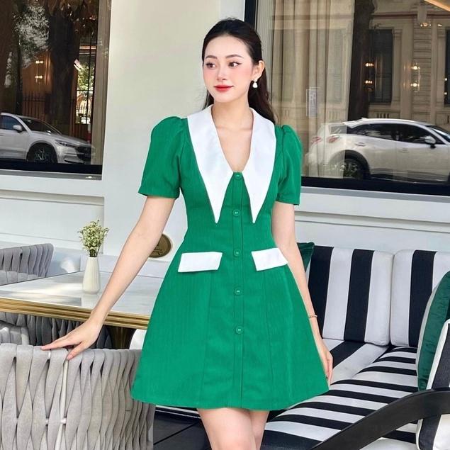 RECHIC Đầm Ngắn Rissy cổ vạt to dáng chữ A trẻ trung thanh lịch phù hợp đi làm dạo phố