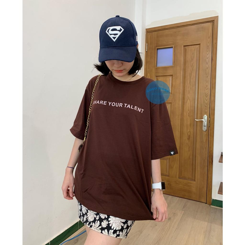 Áo thun nâu đất unisex in chữ-freesize nam nữ