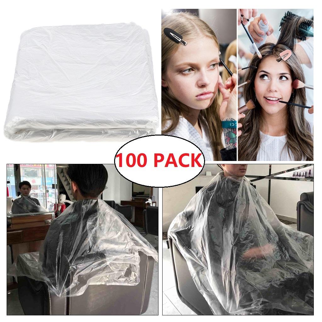 100x Disposable Haircutting Capes Barber Home Shawls Apron Cloth  8x Hair Clips