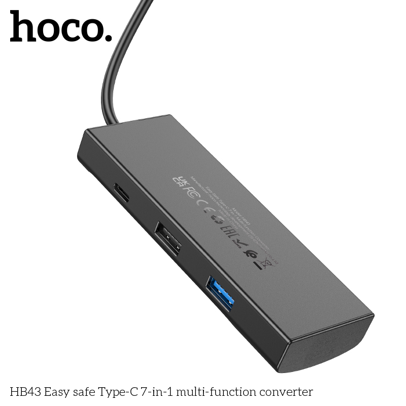 Hub Type C cho macbook 8in1 Hoco HB44 7in1 HB43  (HDMi, USB, RJ45, SD, microSD,Type C PD 100W) _ Hàng chính hãng