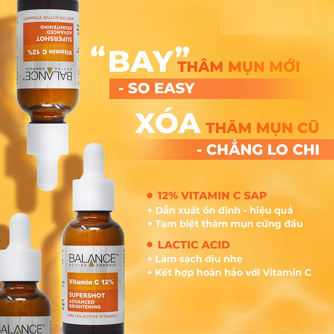 Tinh Chất Làm Sáng Da Balance Active Formula Vitamin C 12% Supershot Advanced Brightening Serum 30ml