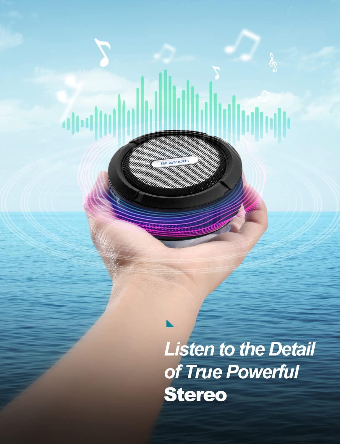Loa bluetooth tắm chống thấm nước BT5.0 âm thanh không dây trong suốt với micro và cốc hút