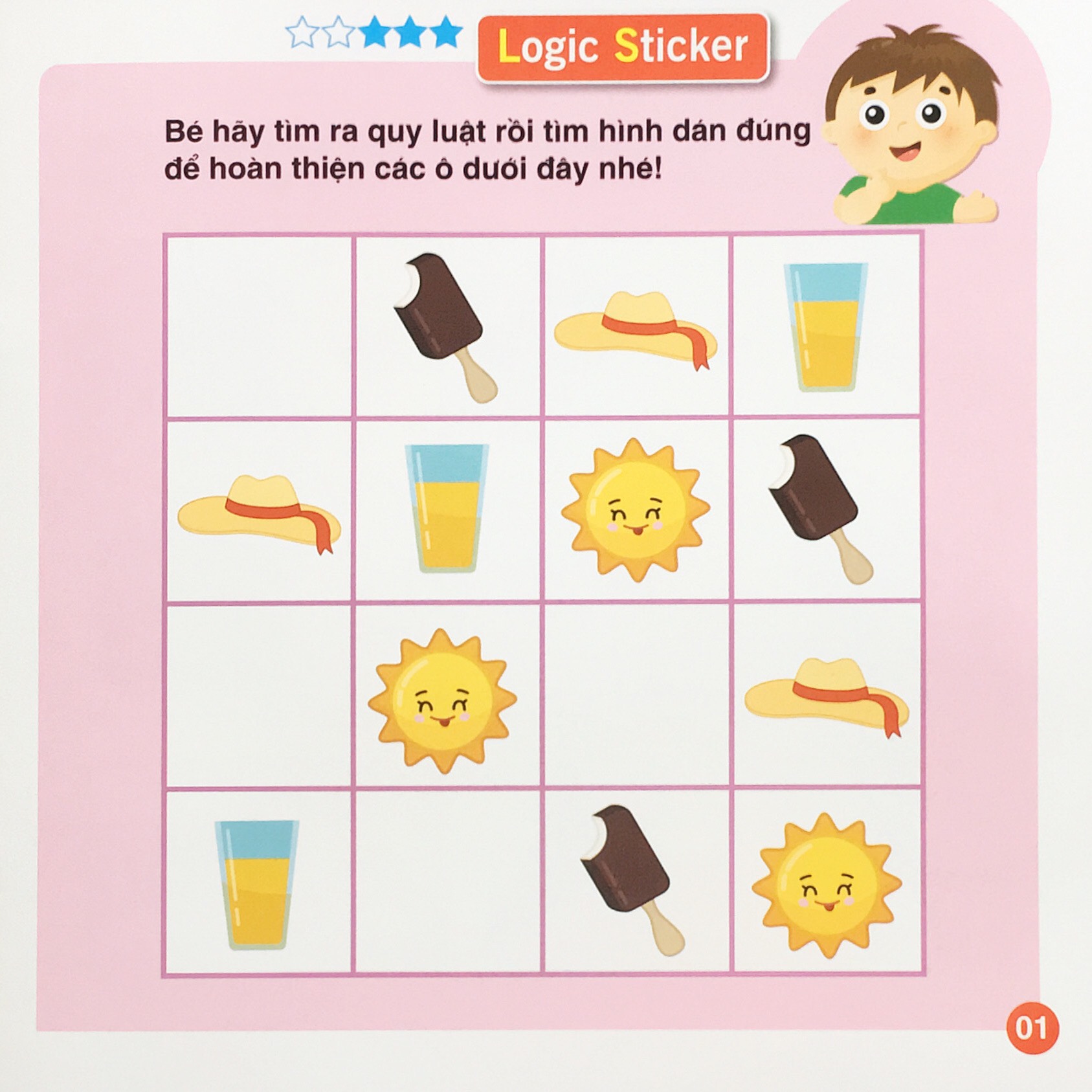Sách - Combo 4 cuốn Logic Sticker for kids - Dán hình phát triển tư duy cho bé